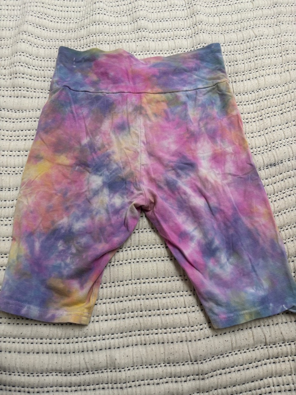 Tie-Dye High-Waist Bike Shorts - Pastel Rainbow